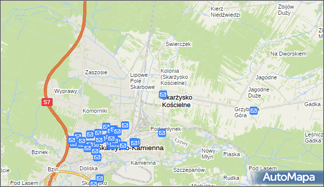 mapa Skarżysko Kościelne, Skarżysko Kościelne na mapie Targeo