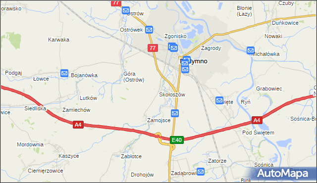mapa Skołoszów, Skołoszów na mapie Targeo