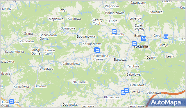 mapa Skomielna Czarna, Skomielna Czarna na mapie Targeo