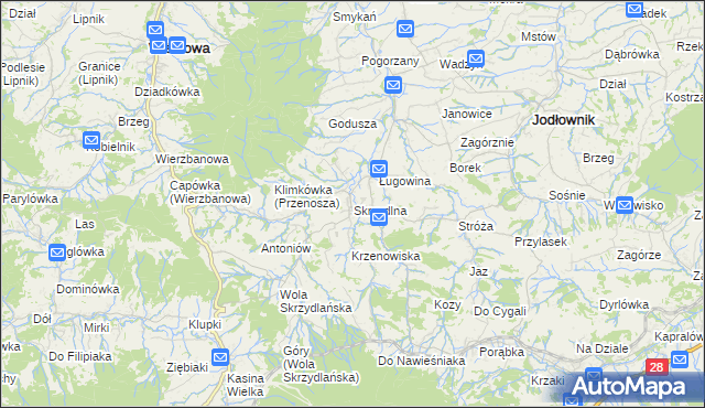 mapa Skrzydlna, Skrzydlna na mapie Targeo