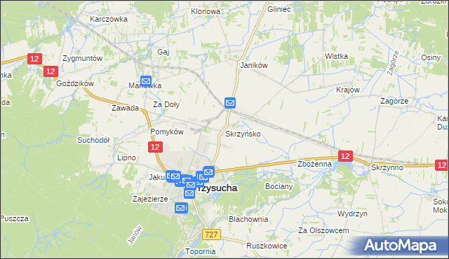 mapa Skrzyńsko, Skrzyńsko na mapie Targeo