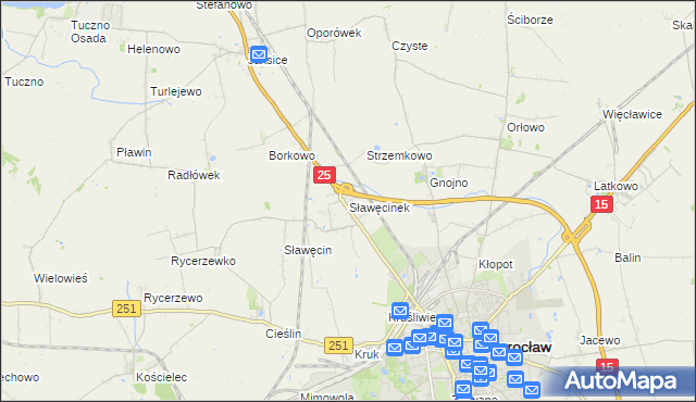 mapa Sławęcinek gmina Inowrocław, Sławęcinek gmina Inowrocław na mapie Targeo