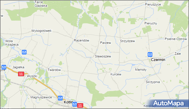 mapa Sławoszew, Sławoszew na mapie Targeo