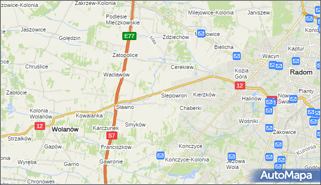 mapa Ślepowron, Ślepowron na mapie Targeo