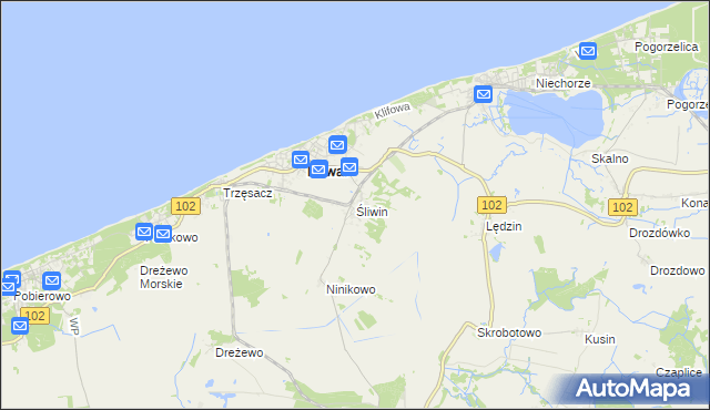mapa Śliwin, Śliwin na mapie Targeo