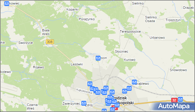 mapa Słocin, Słocin na mapie Targeo