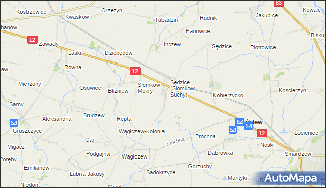 mapa Słomków Suchy, Słomków Suchy na mapie Targeo