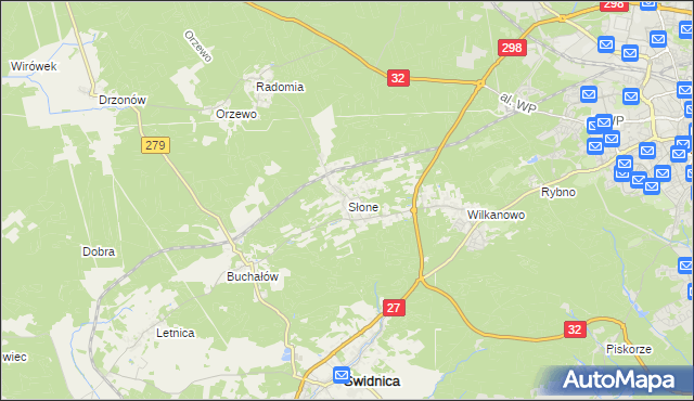 mapa Słone gmina Świdnica, Słone gmina Świdnica na mapie Targeo