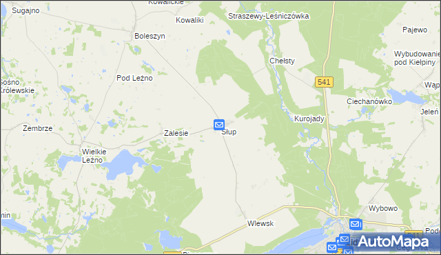 mapa Słup gmina Lidzbark, Słup gmina Lidzbark na mapie Targeo