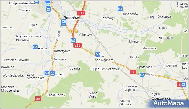 mapa Słupia pod Kępnem, Słupia pod Kępnem na mapie Targeo