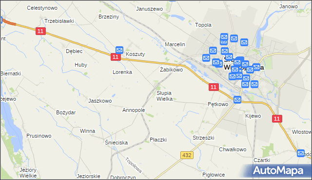 mapa Słupia Wielka, Słupia Wielka na mapie Targeo