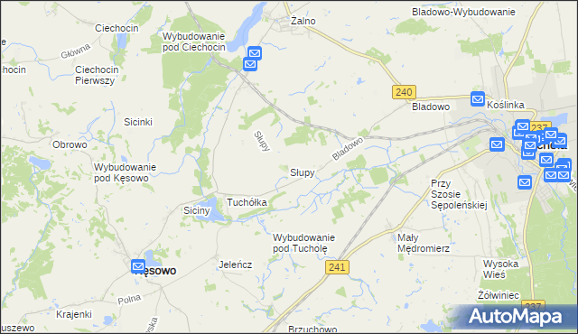 mapa Słupy gmina Tuchola, Słupy gmina Tuchola na mapie Targeo
