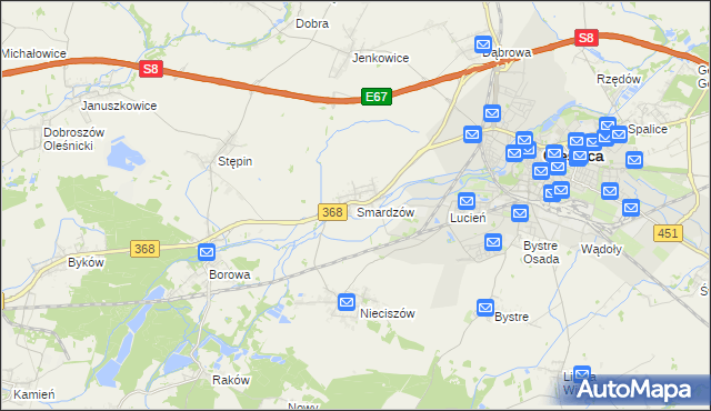 mapa Smardzów gmina Oleśnica, Smardzów gmina Oleśnica na mapie Targeo