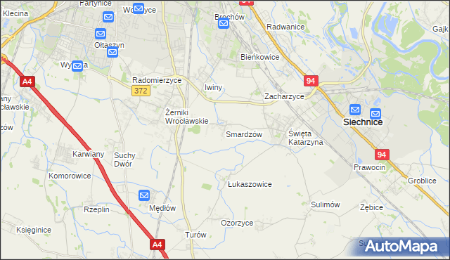 mapa Smardzów gmina Siechnice, Smardzów gmina Siechnice na mapie Targeo