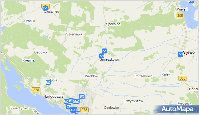 mapa Śmieszkowo gmina Sława, Śmieszkowo gmina Sława na mapie Targeo