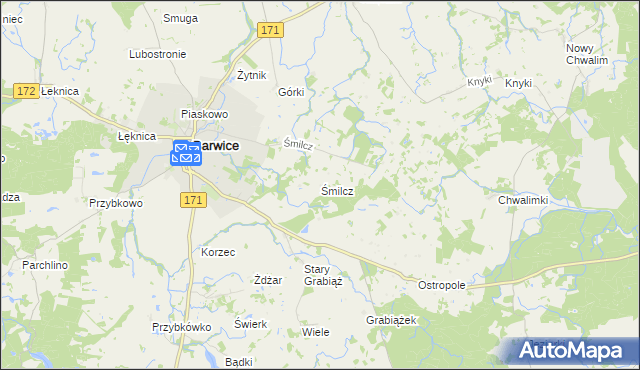 mapa Śmilcz, Śmilcz na mapie Targeo