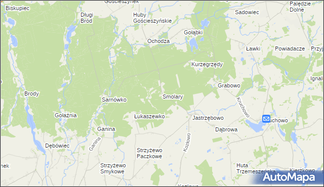 mapa Smolary gmina Trzemeszno, Smolary gmina Trzemeszno na mapie Targeo