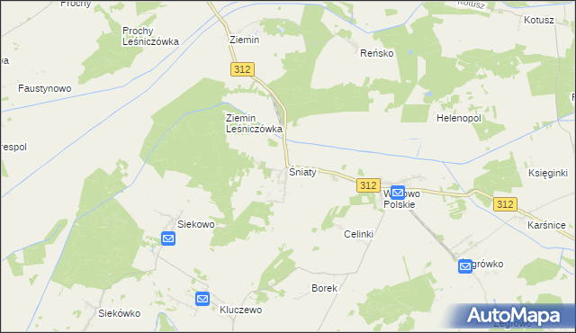 mapa Śniaty gmina Wielichowo, Śniaty gmina Wielichowo na mapie Targeo