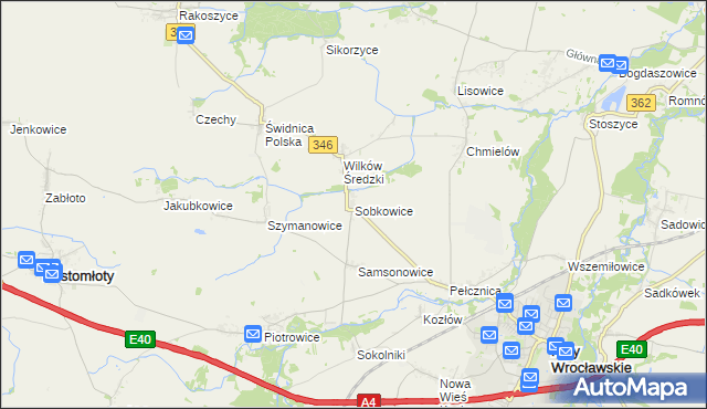 mapa Sobkowice, Sobkowice na mapie Targeo