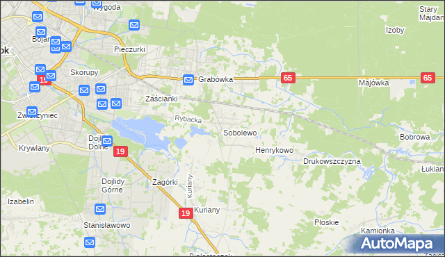 mapa Sobolewo gmina Supraśl, Sobolewo gmina Supraśl na mapie Targeo