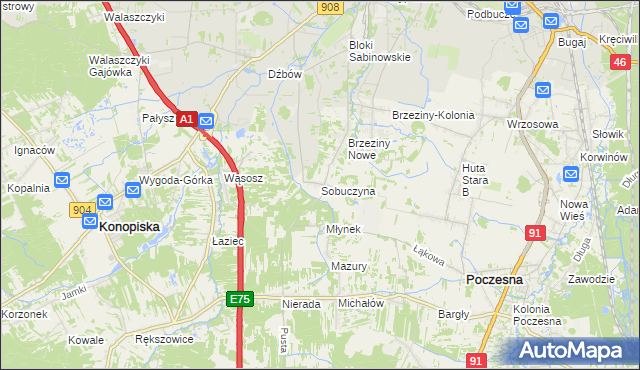 mapa Sobuczyna, Sobuczyna na mapie Targeo