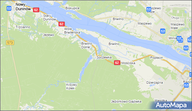 mapa Soczewka gmina Nowy Duninów, Soczewka gmina Nowy Duninów na mapie Targeo