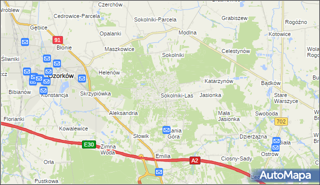 mapa Sokolniki-Las, Sokolniki-Las na mapie Targeo