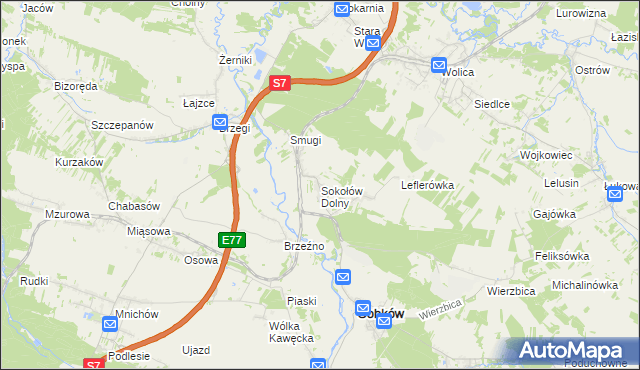 mapa Sokołów Dolny, Sokołów Dolny na mapie Targeo