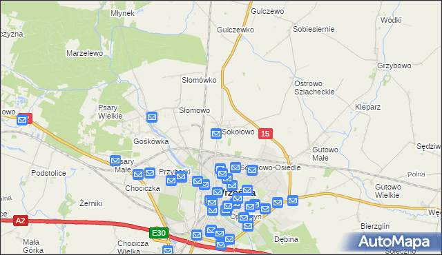 mapa Sokołowo gmina Września, Sokołowo gmina Września na mapie Targeo