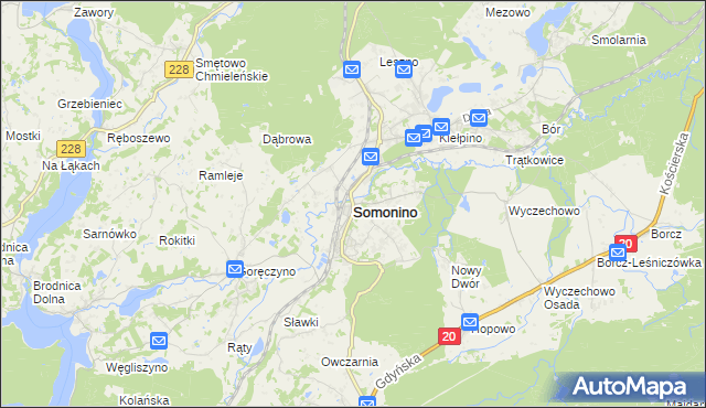 mapa Somonino, Somonino na mapie Targeo