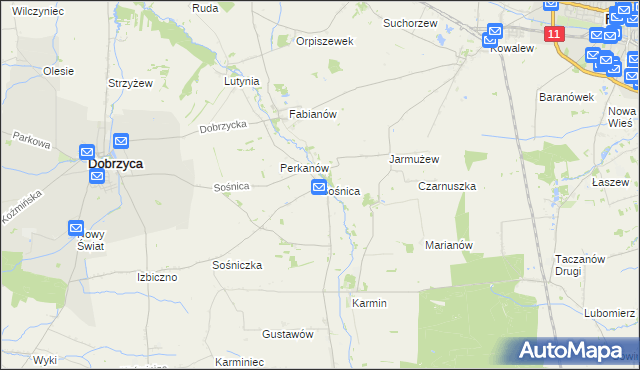 mapa Sośnica gmina Dobrzyca, Sośnica gmina Dobrzyca na mapie Targeo