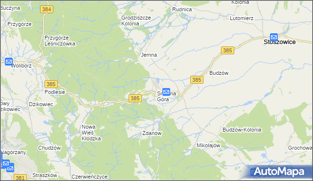 mapa Srebrna Góra gmina Stoszowice, Srebrna Góra gmina Stoszowice na mapie Targeo