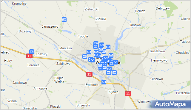 mapa Środa Wielkopolska, Środa Wielkopolska na mapie Targeo