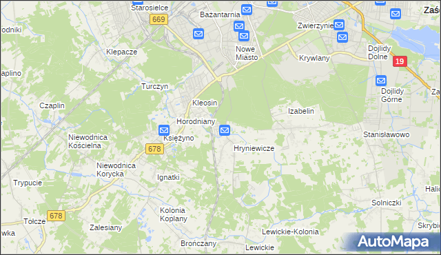 mapa Śródlesie gmina Juchnowiec Kościelny, Śródlesie gmina Juchnowiec Kościelny na mapie Targeo