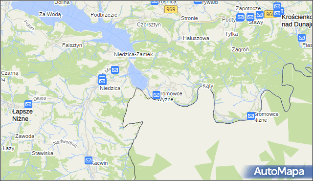 mapa Sromowce Wyżne, Sromowce Wyżne na mapie Targeo