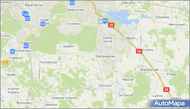 mapa Stanisławowo gmina Juchnowiec Kościelny, Stanisławowo gmina Juchnowiec Kościelny na mapie Targeo