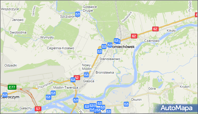 mapa Stanisławowo gmina Pomiechówek, Stanisławowo gmina Pomiechówek na mapie Targeo