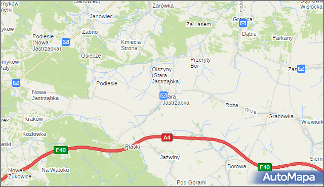 mapa Stara Jastrząbka gmina Czarna, Stara Jastrząbka gmina Czarna na mapie Targeo