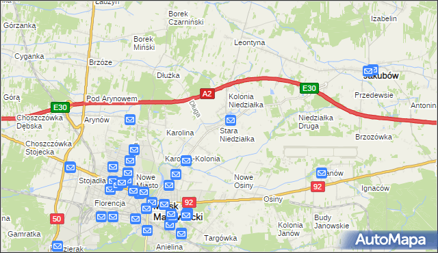 mapa Stara Niedziałka, Stara Niedziałka na mapie Targeo