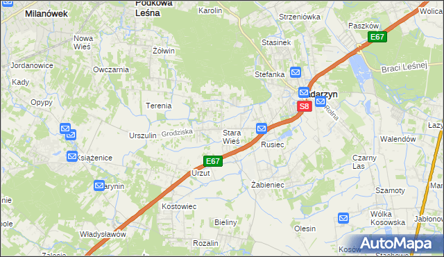 mapa Stara Wieś gmina Nadarzyn, Stara Wieś gmina Nadarzyn na mapie Targeo