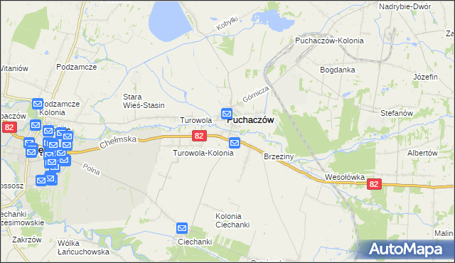 mapa Stara Wieś gmina Puchaczów, Stara Wieś gmina Puchaczów na mapie Targeo