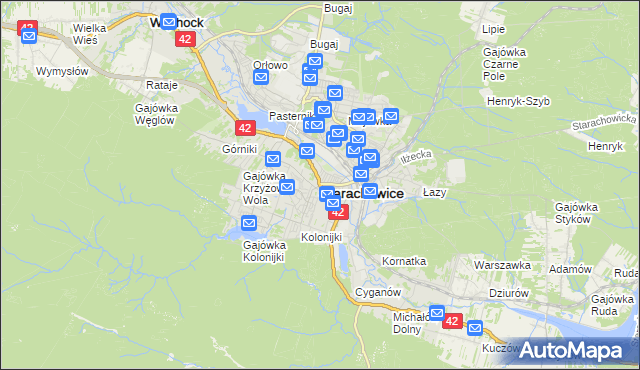 mapa Starachowic, Starachowice na mapie Targeo