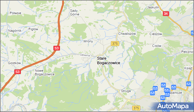 mapa Stare Bogaczowice, Stare Bogaczowice na mapie Targeo