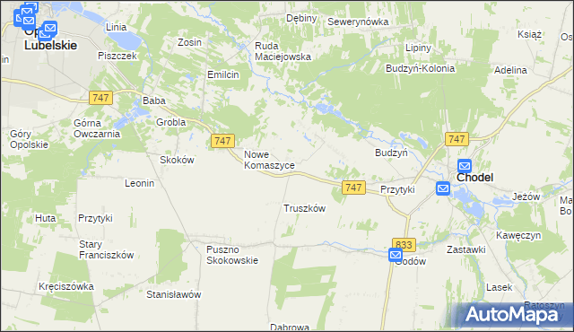 mapa Stare Komaszyce, Stare Komaszyce na mapie Targeo