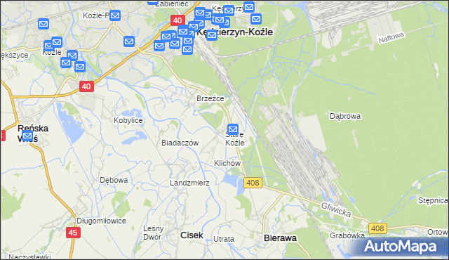 mapa Stare Koźle, Stare Koźle na mapie Targeo
