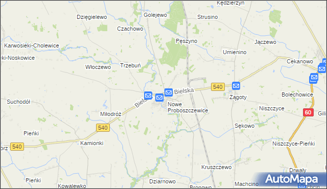 mapa Stare Proboszczewice, Stare Proboszczewice na mapie Targeo