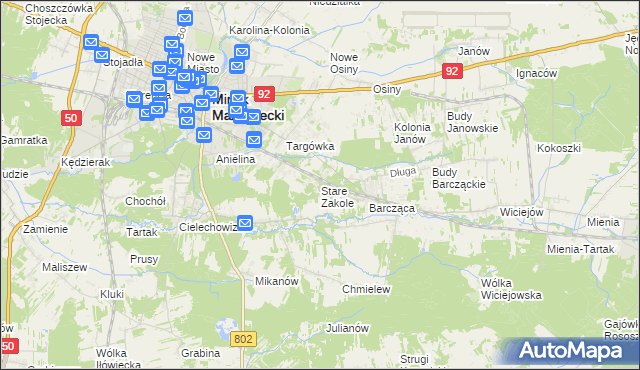 mapa Stare Zakole, Stare Zakole na mapie Targeo