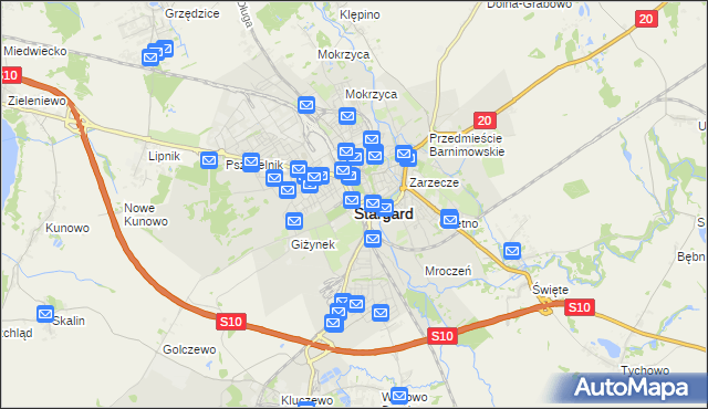 mapa Stargard, Stargard na mapie Targeo