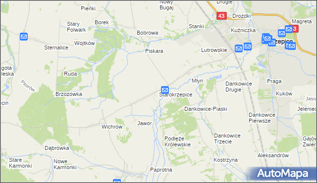 mapa Starokrzepice, Starokrzepice na mapie Targeo