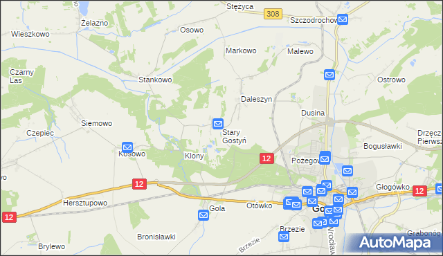 mapa Stary Gostyń, Stary Gostyń na mapie Targeo